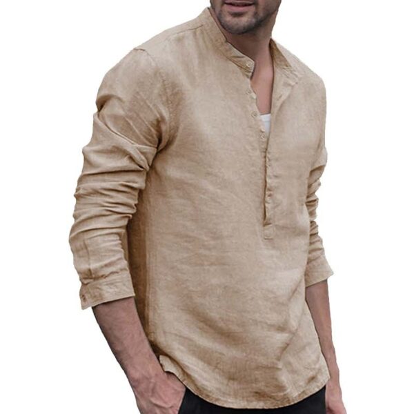 Plaid Collar Tops Turn Down Men Shirts Clothing - Image 2