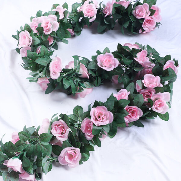 Simulation rose vine fake flower rattan air-conditioning pipes cover the living room ceiling decoration plastic vines winding plants - Image 2