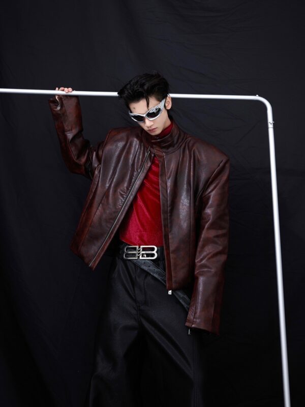 Coat Stand Collar Short Motorcycle Clothing Men - Image 2
