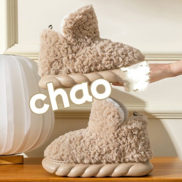 Winter Package Heeled Waterproof Home Indoor And Outdoor Wear Cute High Helper Cotton Slippers - Image 7