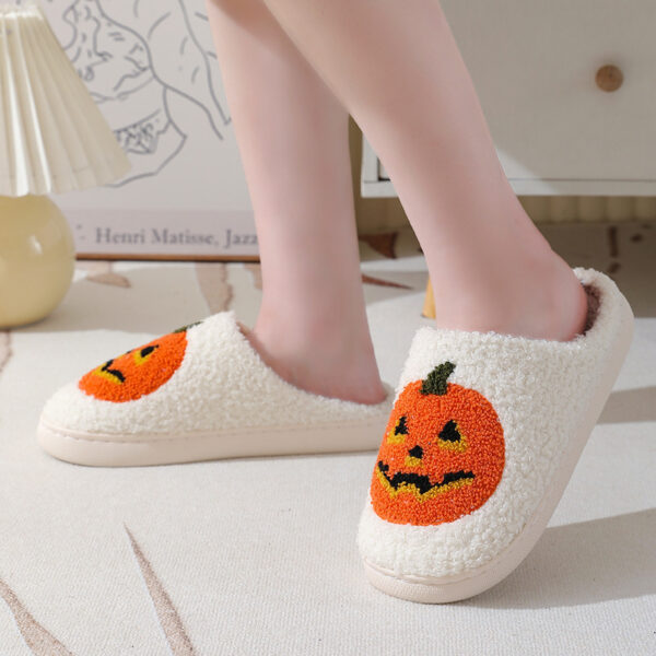 Halloween Pumpkin Cartoon Slippers Warm Winter Slippers Men And Women Couples Indoor House Shoes - Image 5
