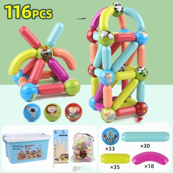 Big Size DIY Magnetic Construction Set Early Learning Constructor Variety Magnetic Rod Building Blocks For Children Toys Gift - Image 8