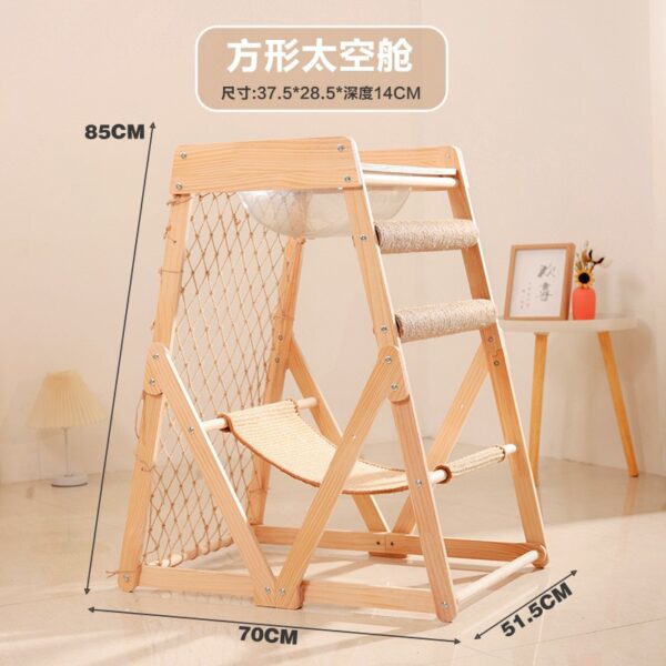 New large climbing net cat climbing frame wooden cat bed jumping platform cat frame suitable for multiple cats to play and sleep in one piece - Image 6