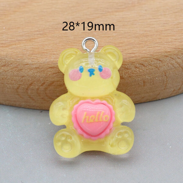 Resin color transparent bear rabbit kitten key chain pendant diy handmade decorative accessories - Image 5