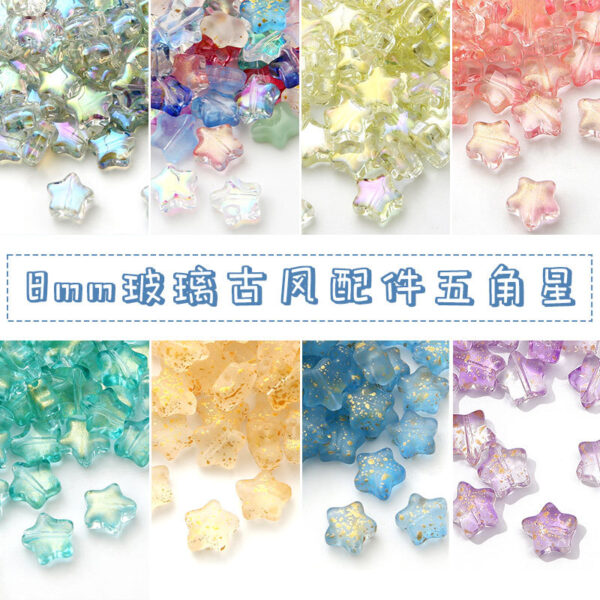 10 straight hole five-pointed stars antique style imitation glass accessories handmade DIY hairpin tassel bracelet accessories materials - Image 15