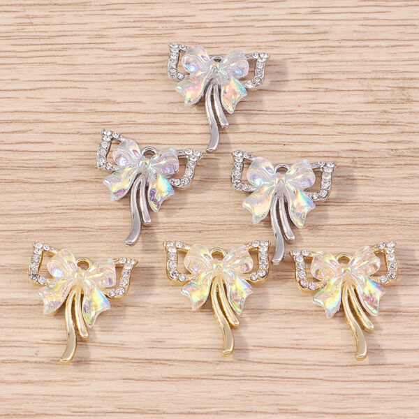 5pcs/pack Beautifully designed bowknot accessories with diamonds and dots for DIY jewelry accessories accessories pendants - Image 3