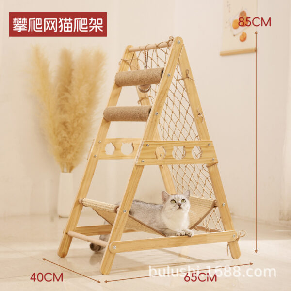 New large climbing net cat climbing frame wooden cat bed jumping platform cat frame suitable for multiple cats to play and sleep in one piece - Image 7