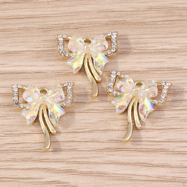 5pcs/pack Beautifully designed bowknot accessories with diamonds and dots for DIY jewelry accessories accessories pendants - Image 4