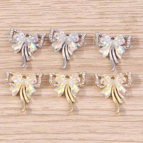 5pcs/pack Beautifully designed bowknot accessories with diamonds and dots for DIY jewelry accessories accessories pendants - Image 6