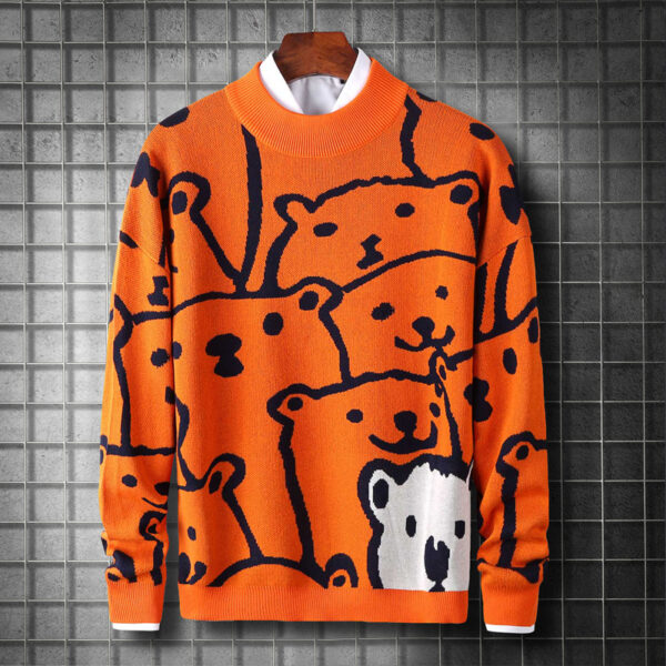 Winter new trendy brand warm sweater men's Japanese long-sleeved loose round neck men's sweater pullover knitted bottoming shirt - Image 2