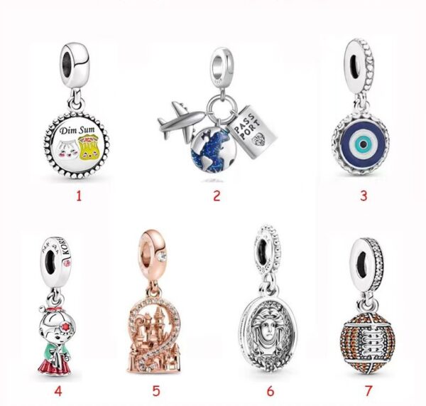 Vatican Pandora S925 sterling silver cross-border hot-selling castle rugby blue airplane beads DIY accessories beads - Image 11