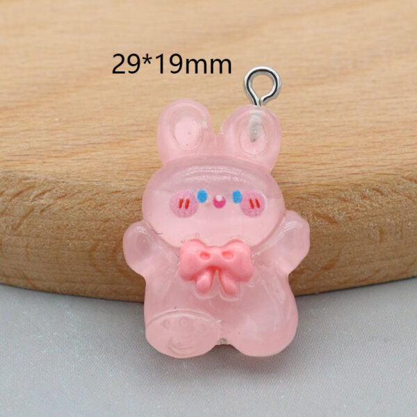 Resin color transparent bear rabbit kitten key chain pendant diy handmade decorative accessories - Image 2
