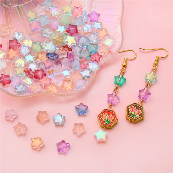 10 straight hole five-pointed stars antique style imitation glass accessories handmade DIY hairpin tassel bracelet accessories materials - Image 5