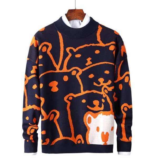 Winter new trendy brand warm sweater men's Japanese long-sleeved loose round neck men's sweater pullover knitted bottoming shirt - Image 7