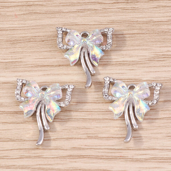 5pcs/pack Beautifully designed bowknot accessories with diamonds and dots for DIY jewelry accessories accessories pendants - Image 2