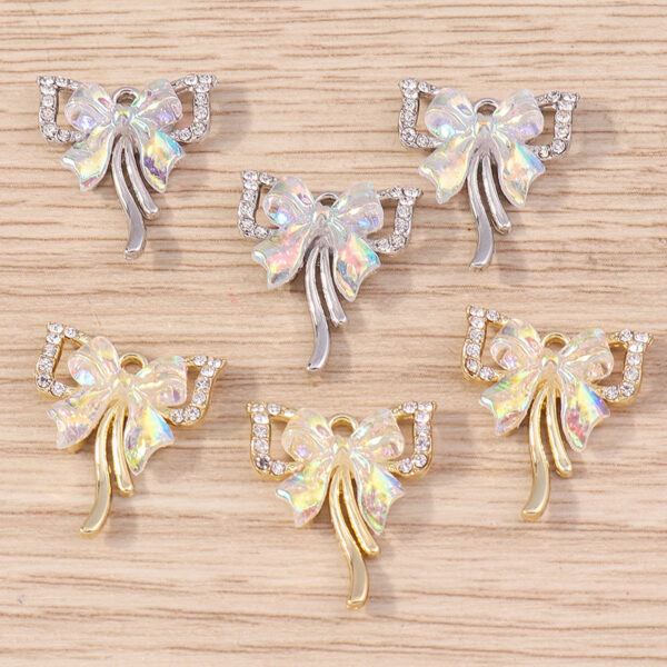 5pcs/pack Beautifully designed bowknot accessories with diamonds and dots for DIY jewelry accessories accessories pendants - Image 5