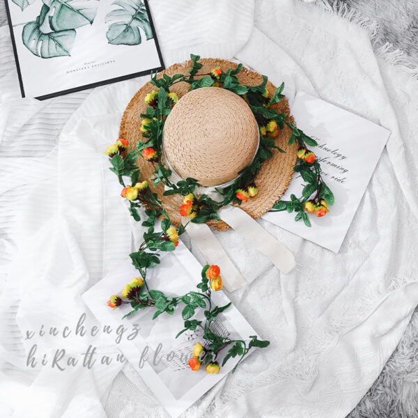 Simulation rose vine fake flower rattan air-conditioning pipes cover the living room ceiling decoration plastic vines winding plants - Image 7