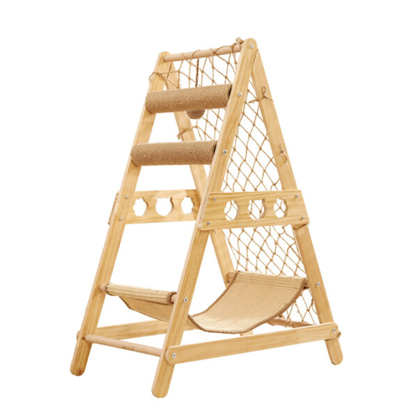 New large climbing net cat climbing frame wooden cat bed jumping platform cat frame suitable for multiple cats to play and sleep in one piece - Image 5