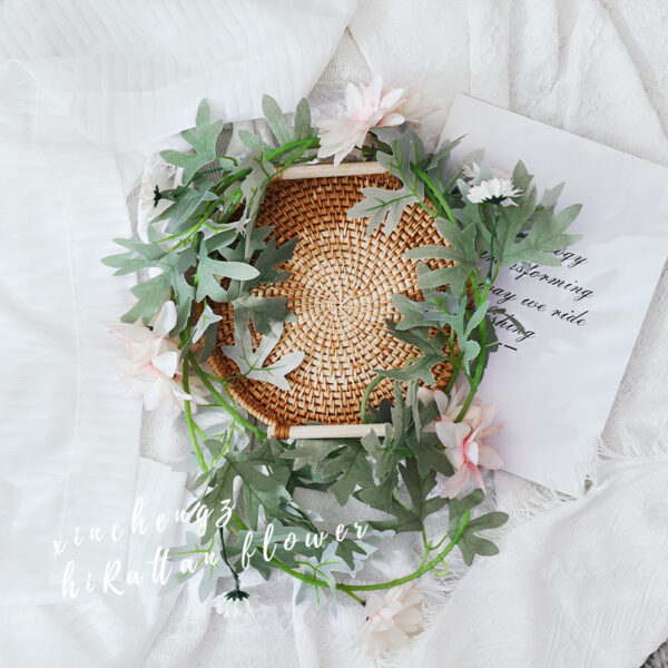 Simulation rose vine fake flower rattan air-conditioning pipes cover the living room ceiling decoration plastic vines winding plants - Image 18