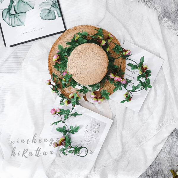 Simulation rose vine fake flower rattan air-conditioning pipes cover the living room ceiling decoration plastic vines winding plants - Image 3