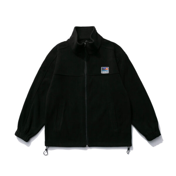 South summer disguise 2022 spring college style men's jacket American casual stand collar polar fleece thick stitching sweater - Image 3