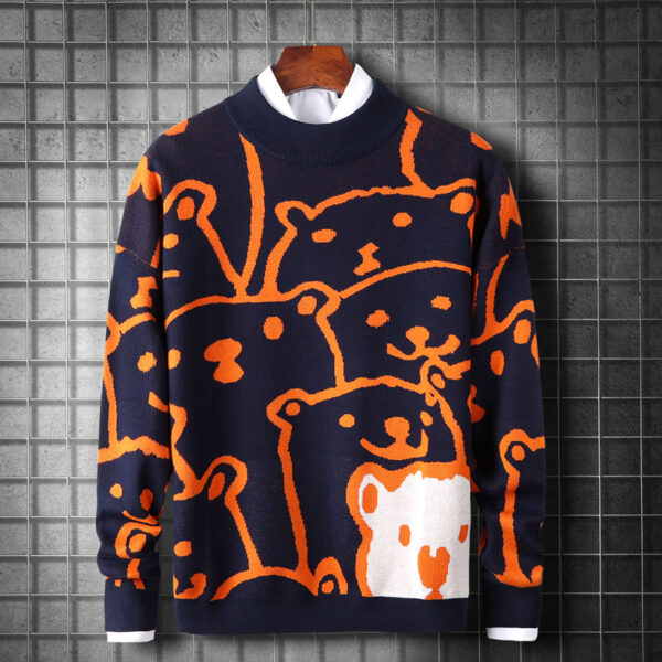 Winter new trendy brand warm sweater men's Japanese long-sleeved loose round neck men's sweater pullover knitted bottoming shirt - Image 6