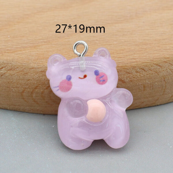 Resin color transparent bear rabbit kitten key chain pendant diy handmade decorative accessories - Image 4