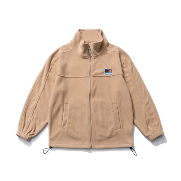 South summer disguise 2022 spring college style men's jacket American casual stand collar polar fleece thick stitching sweater - Image 2