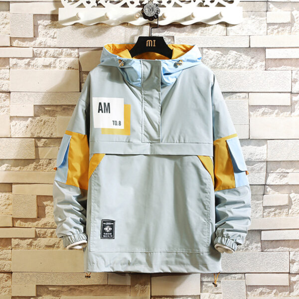 Youth casual plus size tooling sweater 2023 spring new pullover sweater printed men's hooded jacket tide - Image 2