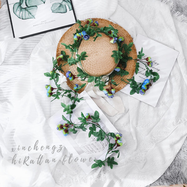 Simulation rose vine fake flower rattan air-conditioning pipes cover the living room ceiling decoration plastic vines winding plants - Image 11