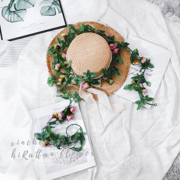 Simulation rose vine fake flower rattan air-conditioning pipes cover the living room ceiling decoration plastic vines winding plants - Image 17