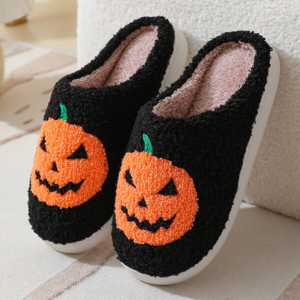 Halloween Pumpkin Cartoon Slippers Warm Winter Slippers Men And Women Couples Indoor House Shoes - Image 4